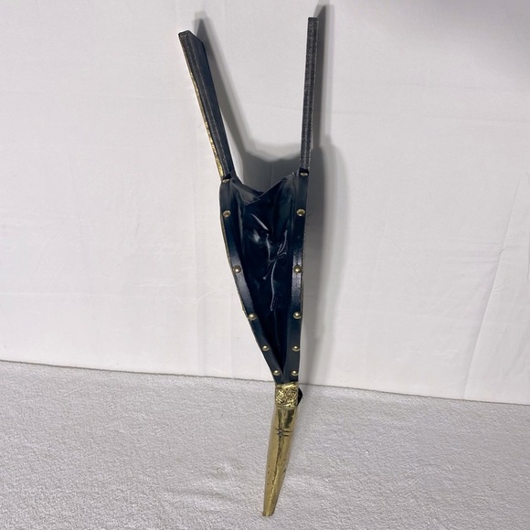 Vintage Antique Brass W Leather & Wood Decorative Bellows - Picture 4 of 16